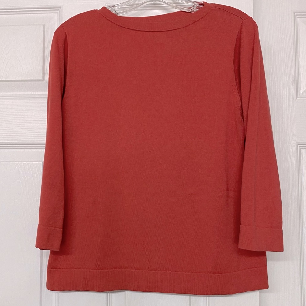 Coldwater Creek Coral Silk Blend Pullover 3/4 Sleeve Sweater Basics Sz L